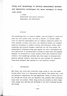 Using Soil Morphology to Develop Measurement Methods and Simulation Techniques for Water Movement in Heavy Clay Soils J