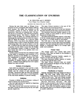 The Classification of Enuresis by E