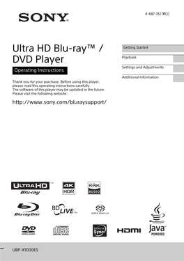 Ultra HD Blu-Ray™ / DVD Player