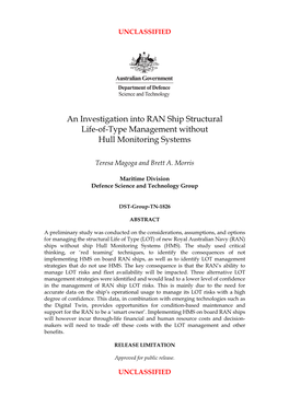 An Investigation Into RAN Ship Structural Life-Of-Type Management Without Hull Monitoring Systems