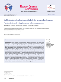 Subjective Theories About Parental Discipline in Parenting Literature Teorías Subjetivas Sobre Disciplina Parental En Literatura Para Padres