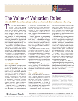 The Value of SBA Business Valuation Rules