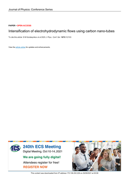 Intensification of Electrohydrodynamic Flows Using Carbon Nano-Tubes