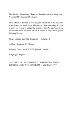 London and the Kingdom - Volume II by Reginald R