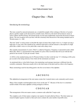 Chapter One − Pitch