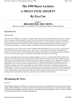 The 1995 Boyer Lectures a TRULY CIVIL SOCIETY by Eva Cox