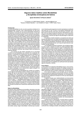 Algunos Datos Inéditos Sobre Mordellidae Y Scraptiidae (Coleoptera) De Galicia