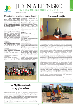 Gazeta Mieszkańców Gminy Jedlnia-Letnisko Czerwiec 2014 R