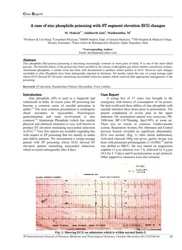 A Case of Zinc Phosphide Poisoning with ST Segment Elevation ECG Changes