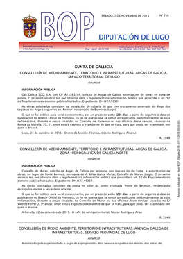 Xunta De Gallicia Consellería De Medio Ambiente, Territorio E Infraestruturas