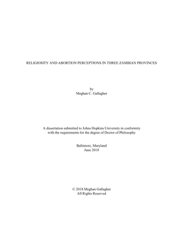 Religiosity and Abortion Perceptions in Three Zambian Provinces