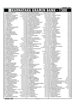 Karnataka Gramin Bank - 1300 1 N