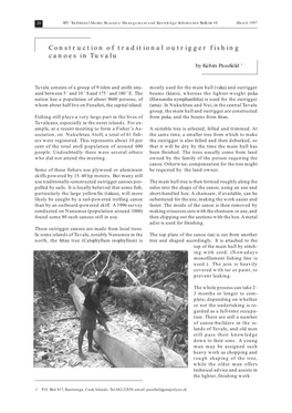 Construction of Traditional Outrigger Fishing Canoes in Tuvalu by Kelvin Passfield 1