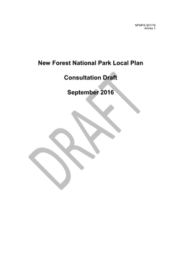 New Forest National Park Local Plan Consultation Draft September 2016