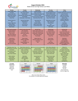 Middle School & High School Lunch Menu