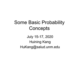 Some Basic Probability Concepts