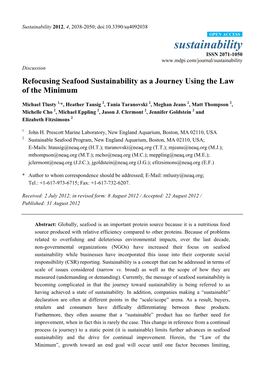 Refocusing Seafood Sustainability As a Journey Using the Law of the Minimum