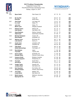 Final Round Pairings and Starting Times Sunday, August 23, 2015