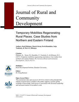 Journal of Rural and Community Development Journal of Rural and Community Development