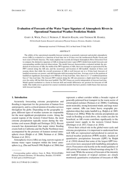 Evaluation of Forecasts of the Water Vapor Signature of Atmospheric Rivers in Operational Numerical Weather Prediction Models