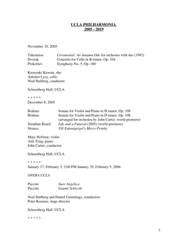 UCLA Philharmonia Programs 2005-2019