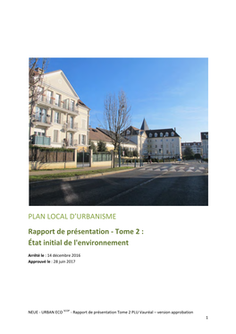 PLAN LOCAL D'urbanisme Rapport De Présentation