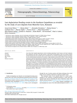 Last Deglaciation Flooding Events in the Southern Carpathians As Revealed by the Study of Cave Deposits from Muierilor Cave, Romania