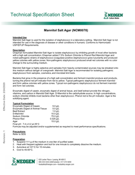 Mannitol Salt Agar Salt Mannitol Setting