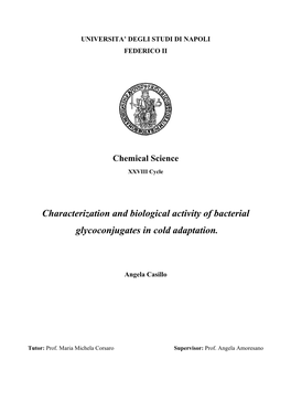 Characterization and Biological Activity of Bacterial Glycoconjugates in Cold Adaptation