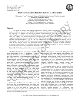Soil Characteristics in Attock District