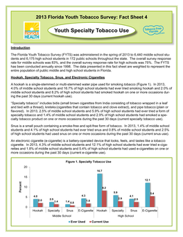 Youth Specialty Tobacco Use