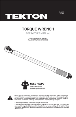 Torque Wrench Operator’S Manual