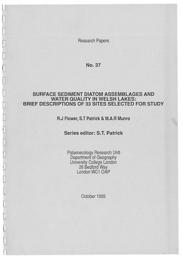 Surface Sediment Diatom Assemblages and Water Quality in Welsh Lakes: Brief Descriptions of 33 Sites Selected for Study