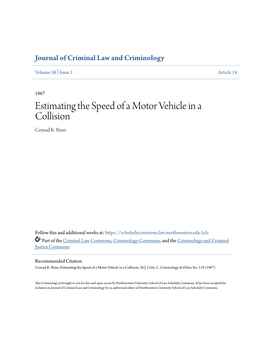 Estimating the Speed of a Motor Vehicle in a Collision Conrad K