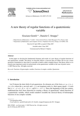 A New Theory of Regular Functions of a Quaternionic Variable