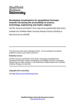 Developing Visualisations for Spreadsheet Formulae: Towards