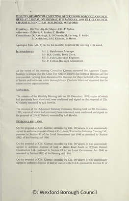 ©: Wexford Borough Council the Local Government Act 1946 As Amended by Section 88(2) of the Housing Act, 1966