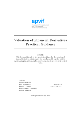 Valuation of Financial Derivatives Practical Guidance