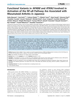 Functional Variants in NFKBIE and RTKN2 Involved in Activation of the NF-Kb Pathway Are Associated with Rheumatoid Arthritis in Japanese