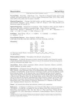 Barytocalcite Baca(CO3)2 C 2001-2005 Mineral Data Publishing, Version 1