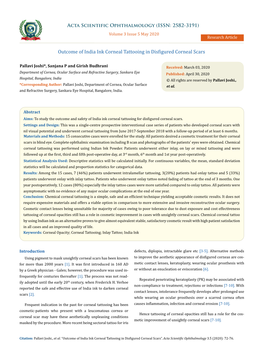 Outcome of India Ink Corneal Tattooing in Disfigured Corneal Scars