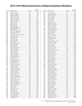 Minnesota Legislature Member Roster