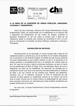 CORTES DE ARAGON DE, VIII LEGISLATURA ARAGON Parlamento 2 8 FEB