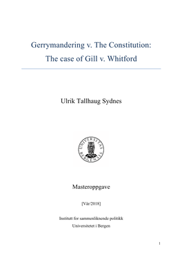 Gerrymandering V. the Constitution: the Case of Gill V. Whitford