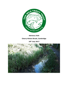 Advisory Visit Cherry Hinton Brook, Cambridge 18Th July 2017