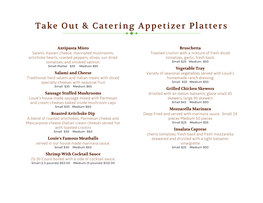 Take out & Catering Appetizer Platters