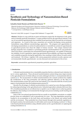 Synthesis and Technology of Nanoemulsion-Based Pesticide Formulation