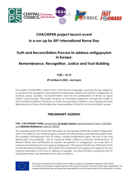 CHACHIPEN Project Launch Event in a Run-Up for 50Th International Roma Day