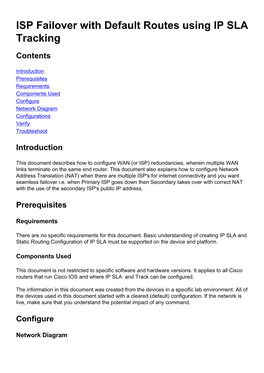 ISP Failover with Default Routes Using IP SLA Tracking