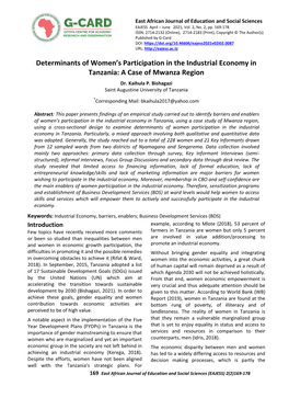 Determinants of Women's Participation in the Industrial